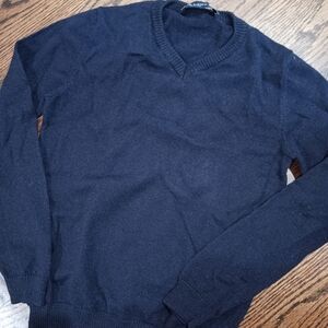 Dal Lago Boys V Neck Wool Navy Sweater